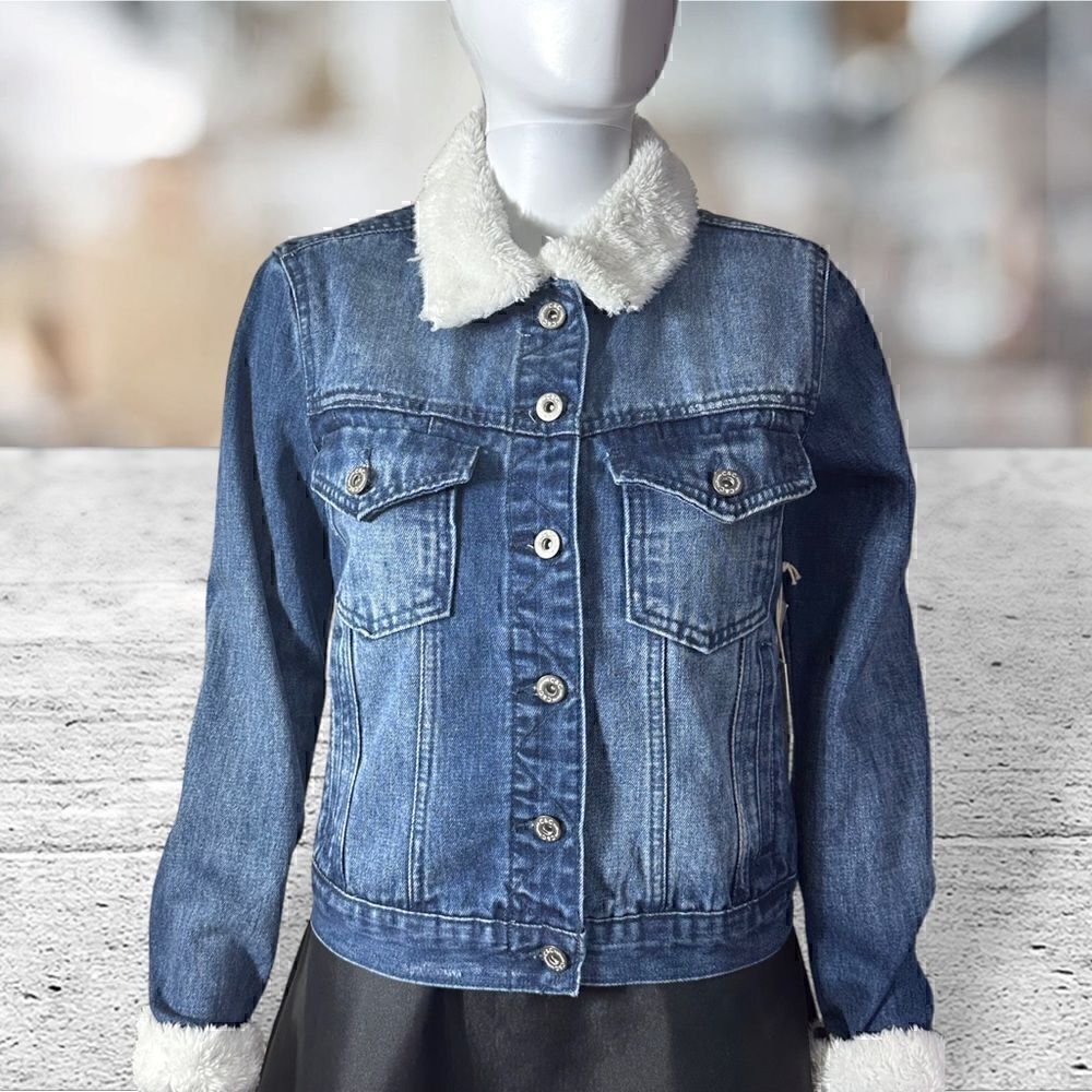 C & C California Sherpa Collar Denim Jacket